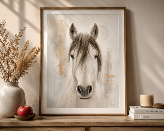 Eira | Minimalist Equine Neutral Horse Portrait Wall Art